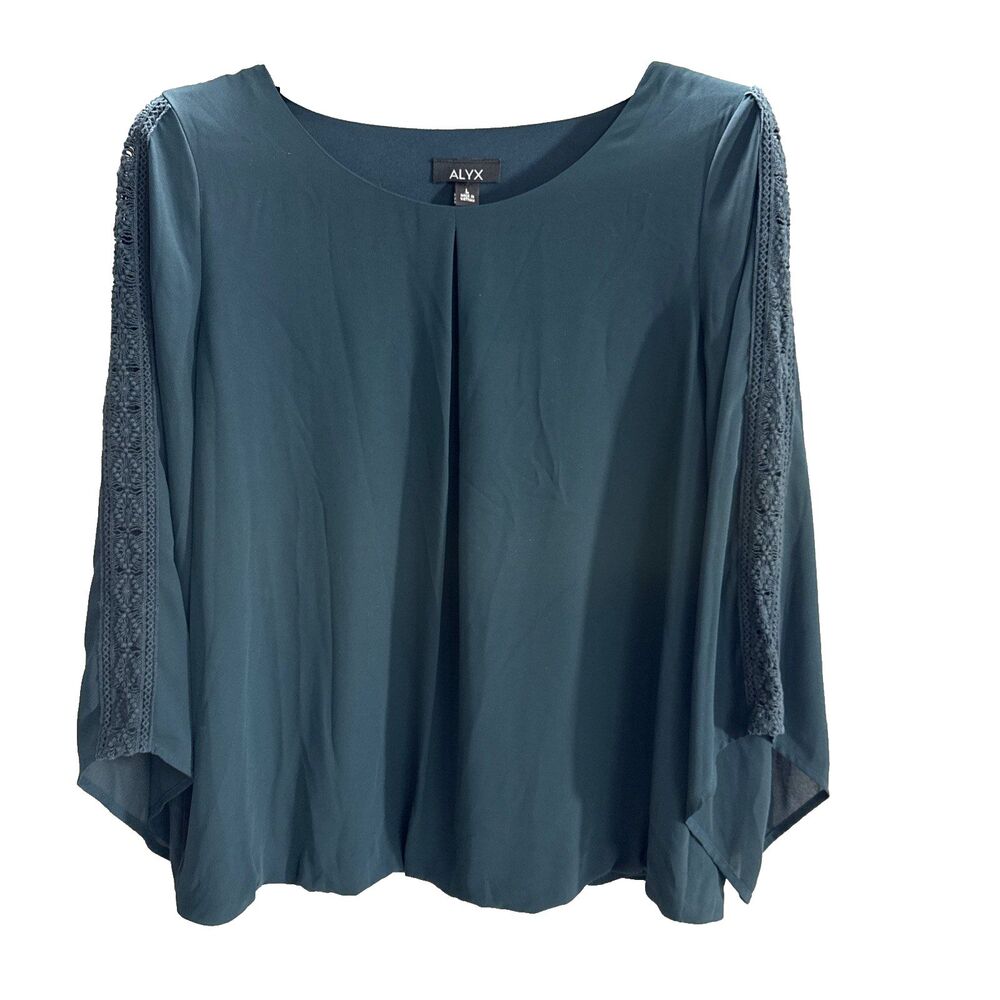 ALYX Green Lined Lace Accent 3/4 Peasant sleeve - L - Boho Classy Feminine